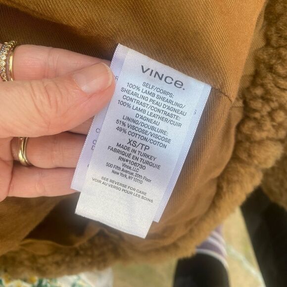 Vince Genuine Shearling & Leather Bomber Jacket In Brown size XS - Picture 13 of 16